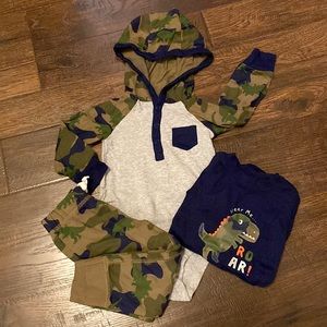 Carters baby boy 12m dinosaur outfit 3-piece bundle matching camouflage